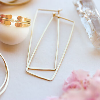 Rectangle Hoop Earrings In 14k Gold Filled, 5 of 9