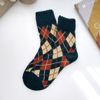 Extra Thick Argyle Check Wool Socks For Men, 10 of 11