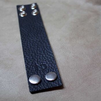 Wide Personalised Leather Bracelet With Silver Button, 4 of 11
