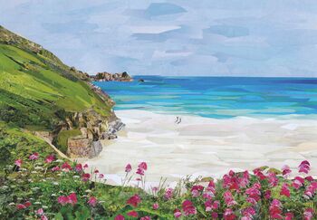 Porthcurno Cornwall Upcycled Collage Greetings Card, 2 of 3