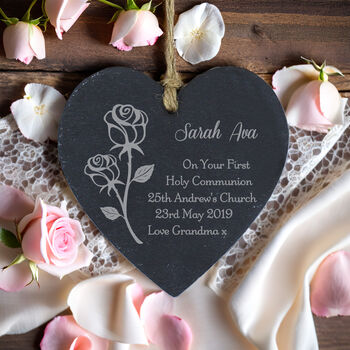 Personalised Rose Slate Heart Decoration, 5 of 6