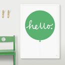 Hello Balloon Print Yellow By Showler And Showler | notonthehighstreet.com