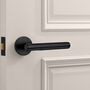 Solid Brass Lever Door Handles With Leather, thumbnail 5 of 12