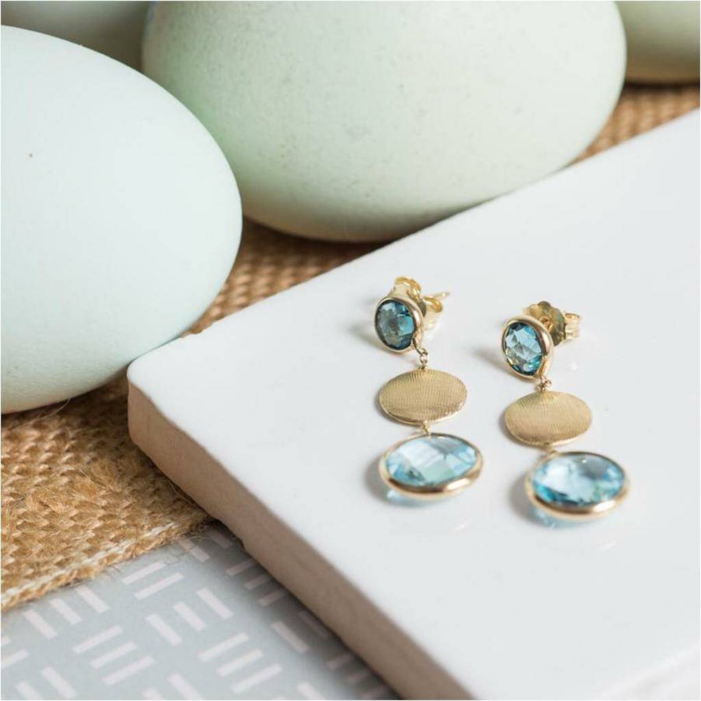 Como Blue Gemstone And Yellow Gold Vermeil Earrings, 1 of 4