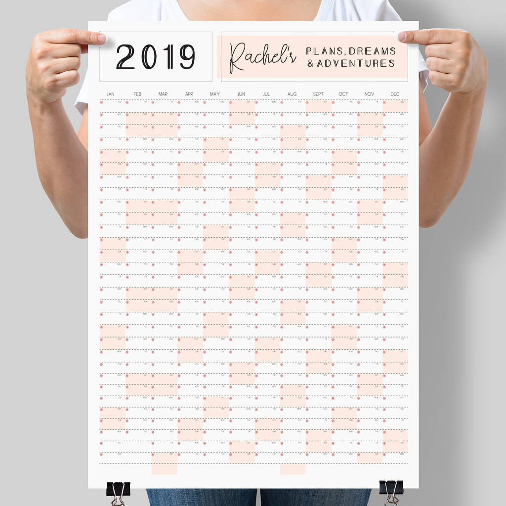 personalised 2019 personal calendar year planner by jack and jess