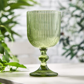 Palermo Set Of Four Green Ribbed Wine Glasses, 3 of 5