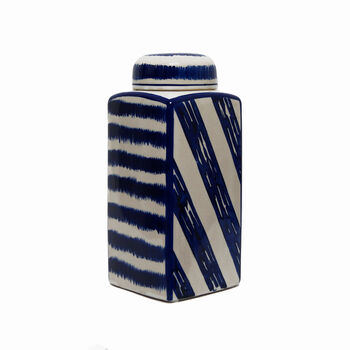 Blue And White Striped Ceramic Ginger Jar, 4 of 5