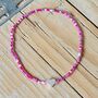 Seed Bead Bracelet In Pink With Heart Charm, thumbnail 1 of 3