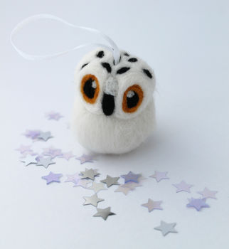 Felted Owl Christmas Decoration Snowy Owl Or Barn Owl, 5 of 10