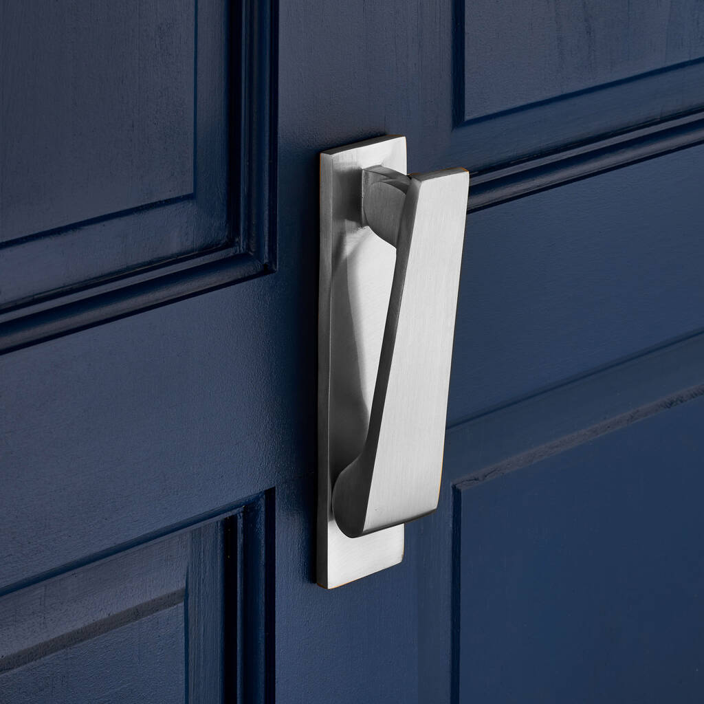 Modern Slim Brushed Silver Door Knocker By Pushka Home 5524