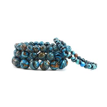 Genuine Blue Malachite Stone Protection Bead Bracelet, 3 of 7