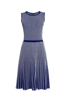 Sienna Striped Fit And Flare Knitted Dress In Blue, 3 of 3