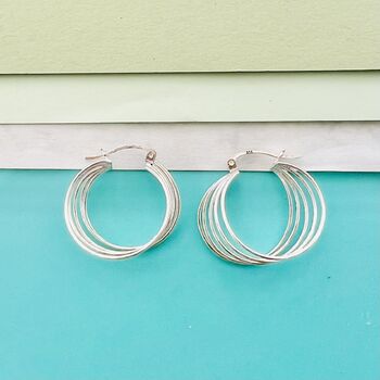 Multi Hoop Sterling Silver Wedding Earrings, 3 of 5