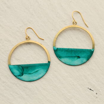 Turquoise Watercolour Hoop Earrings, 2 of 5