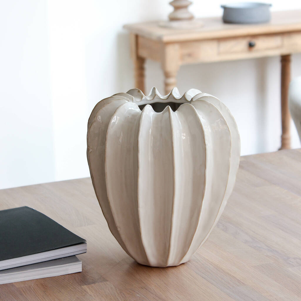 Natural Ribbed Vase By Marquis & Dawe