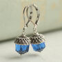 Sapphire Blue Silver Acorn Earrings, thumbnail 1 of 7