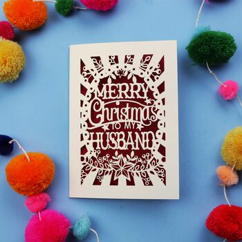 Papercut Husband Christmas Card, 3 of 6