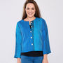 Turquoise Pure Silk Hand Stitched Ladies Jacket, thumbnail 4 of 6