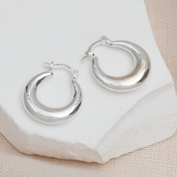 Sterling Silver Puffy Hoop Earrings, 2 of 4