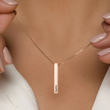 Personalised 3D Bar Shaped Engraved Name Necklace, 3 of 7