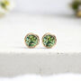 Yellow Gold Plated August Peridot Birthstone Stud Earrings, thumbnail 1 of 8