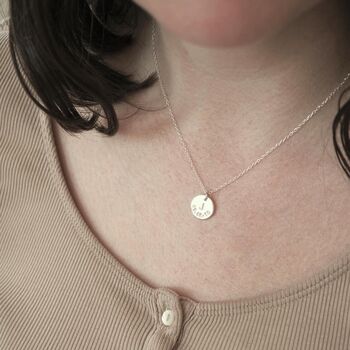 Personalised Handstamped Initial And Date Disc Necklace, 2 of 12