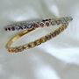 Bezel Set Coloured Gemstone Hinged Bangle In 18k Gold On Stainless Steel, Waterproof Jewellery, thumbnail 1 of 11