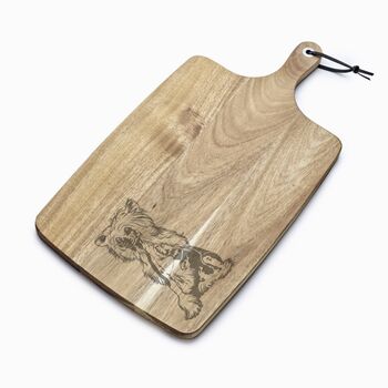 Personalised Chinese Crested Dog Engraved Acacia Serving Board, 2 of 4