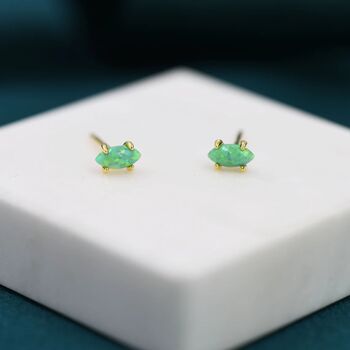 Tiny Mint Green Opal Marquise Stud Earrings, 5 of 12