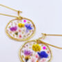 Pressed Flowers Circle Drop Earrings Small Hand Made, thumbnail 9 of 12