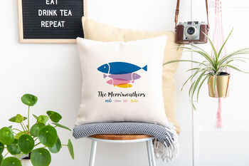 Personalised Family Fish Cushion, 3 of 4
