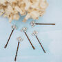 Set Of Five Diamante And Pearl Fan Bobby Pins, thumbnail 3 of 4