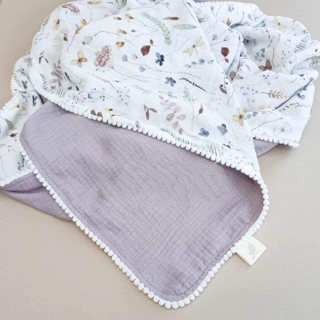 Purple Wildflower Baby Blanket, 1 of 10