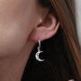 Crescent Moon Charm Hoop Earrings, thumbnail 3 of 7