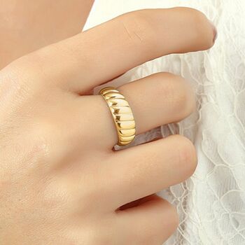 Croissant Ring In Sterling Silver And Gold Vermeil, 2 of 5