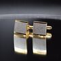 Square Textured Gold Cufflinks Gift For Men 316 L Stainless Steel, thumbnail 1 of 6
