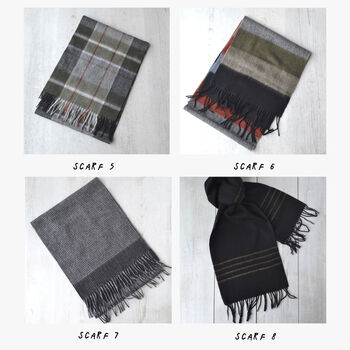 Men's Lambswool Check Initial Scarf, 5 of 6