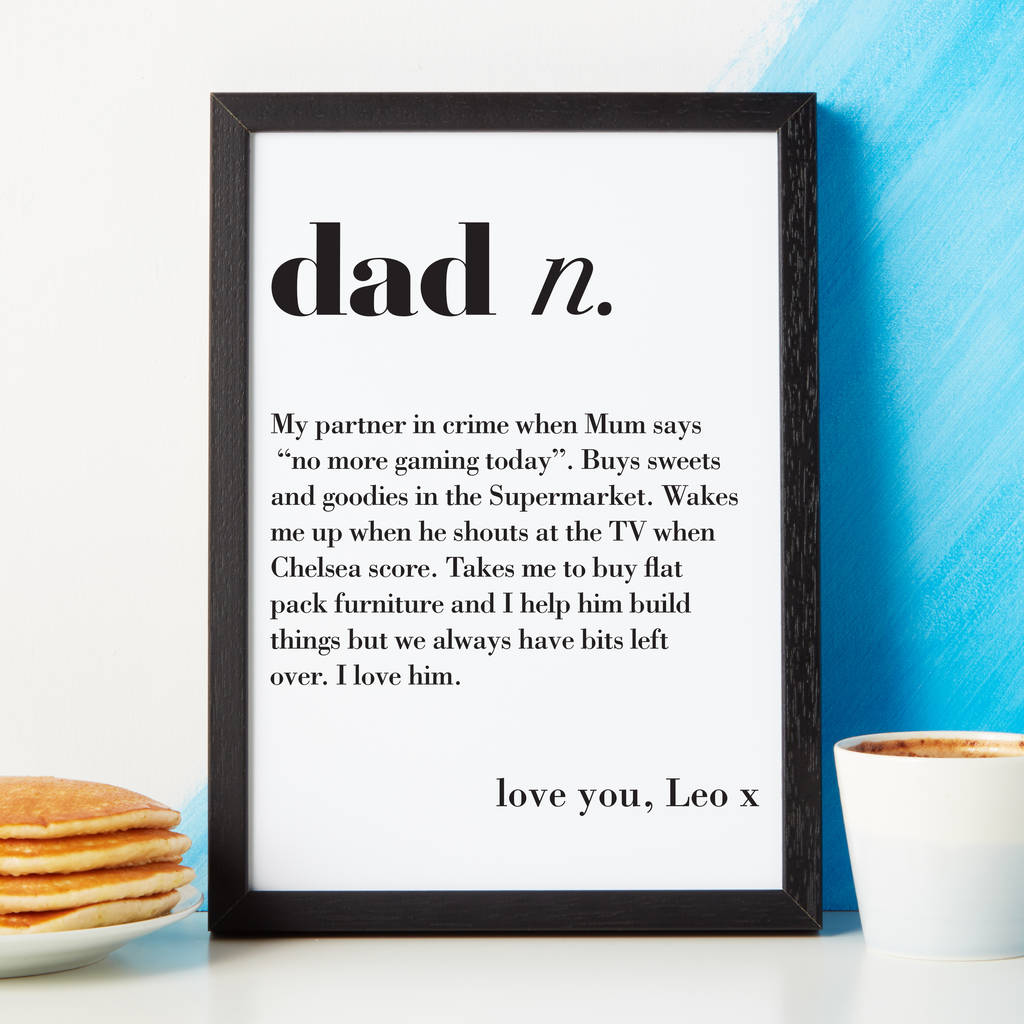 personalised dad or daddy dictionary print by coconutgrass ...