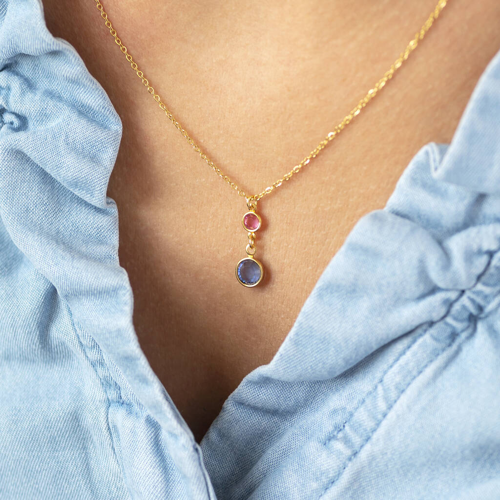 Mother And Child Birthstone Pendant Necklace, 1 of 12