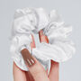 Silk Scrunchie Hair Scrunchie Ponytail Holder Hairband Mulberry Silk Satin Midi Luxurious White Hair Tie, thumbnail 2 of 3