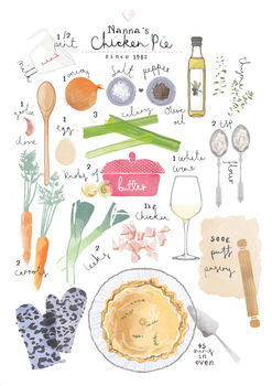 Personalised Family Recipe Illustrated Print, Unframed, 4 of 5