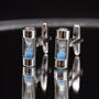 Blue Silver Hourglass Cufflinks Sand Timer Hourglass, thumbnail 3 of 5