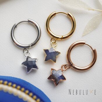 Sapphire Mini Star Earrings, 6 of 11