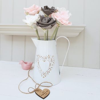 Large Paper Anniversary Rose Flowers With Jug And Tag, 4 of 6