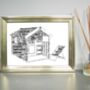 Personalised Print Beach Hut With Deckchair, thumbnail 1 of 2