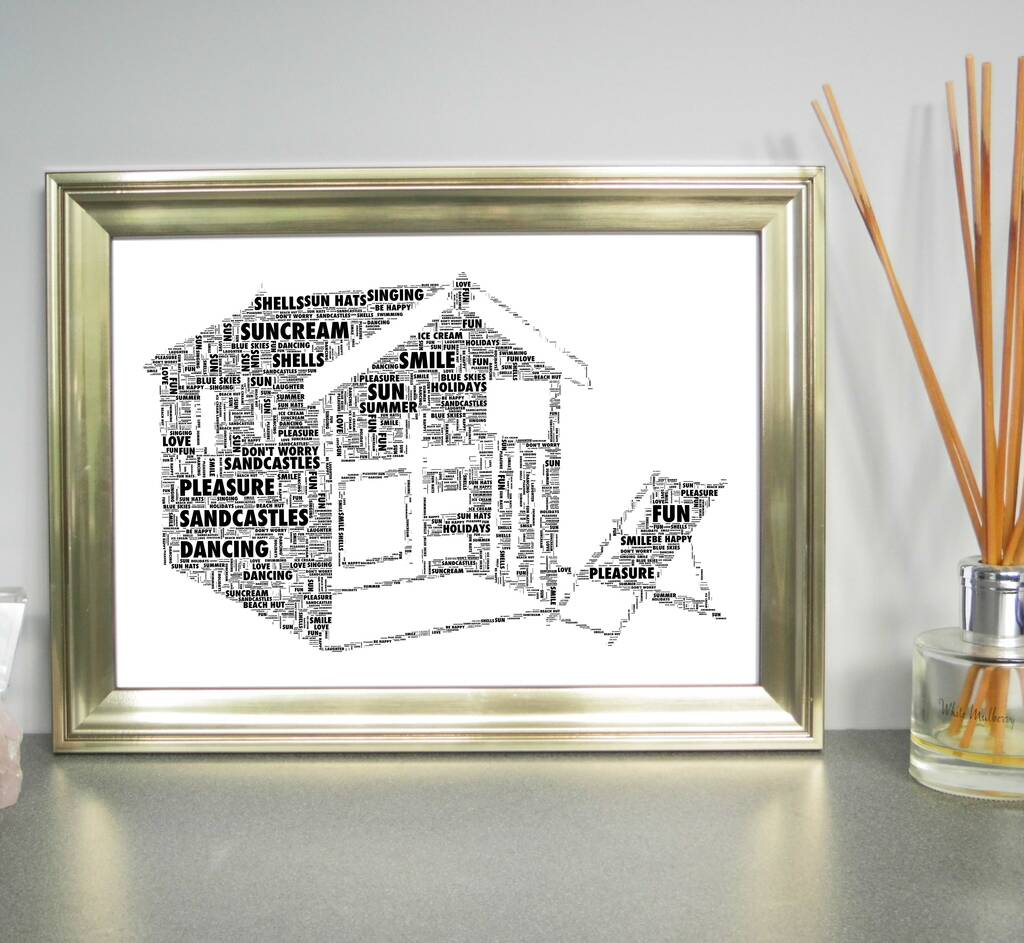 Personalised Print Beach Hut With Deckchair, 1 of 2