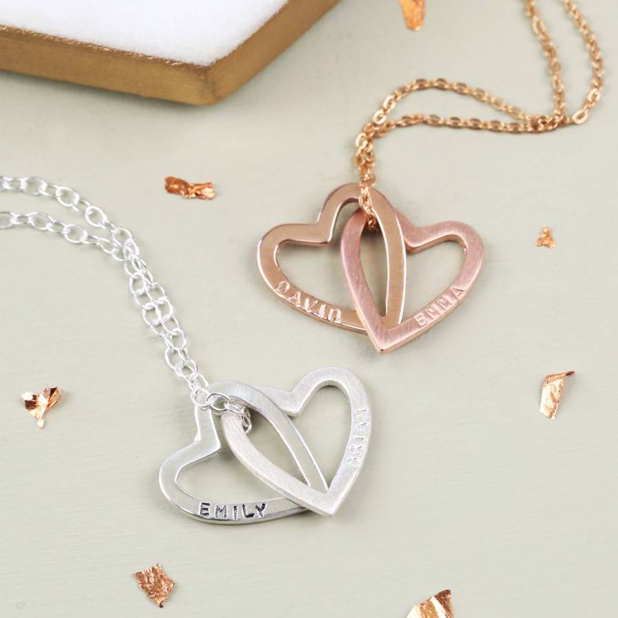 solid rose gold interlocking hearts necklace by lisa angel ...