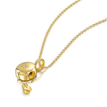 Tiny Crystal Oval Urn Ashes Necklace – 18 K Gold Plated, 2 of 6