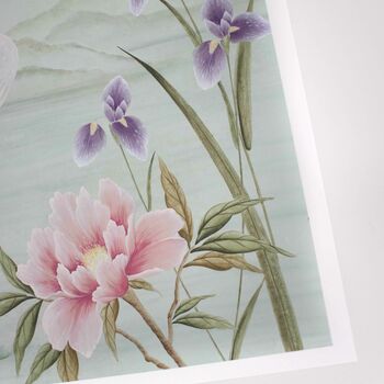 Pastel Chinoiserie Bird And Floral Art Print, 4 of 5