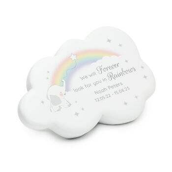 Personalised Rainbow Elephant Cloud Memorial Resin Ston, 3 of 4